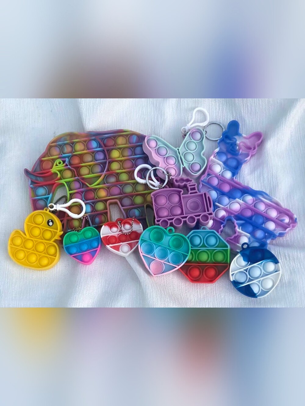 Pop Its Fidget Toy Lot Of 10 Sensory Toys Various Shapes, Sizes & Colors